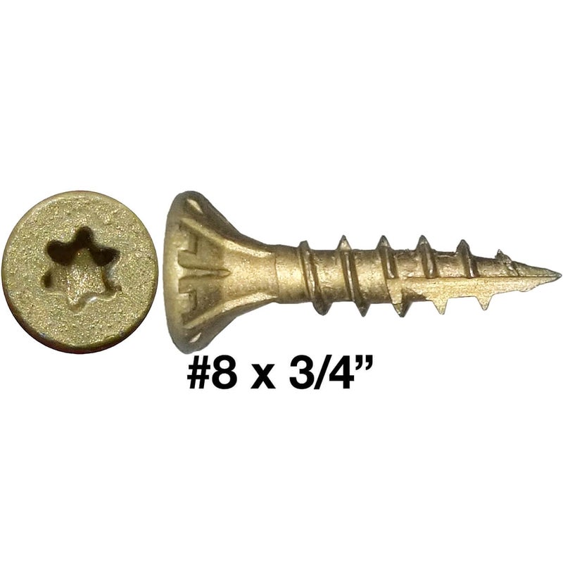 Jake Sales 8 x 3/4"" Bronze Coated Exterior Coated - ACQ Compatible Multipurpose Wood Screw -Torx/Star Drive Flat Head - 5 POUNDS - 1905 Screws - Image 2